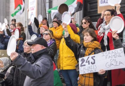Galway’s empty plates protest puts spotlight on Israel’s ‘forced starvation’