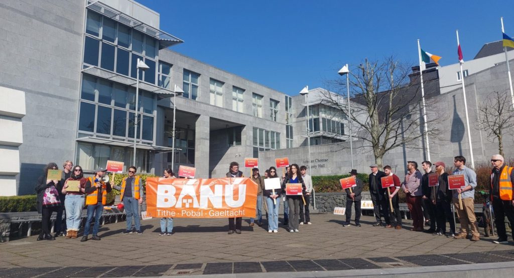 Protest at County Hall over housing issues in Connemara