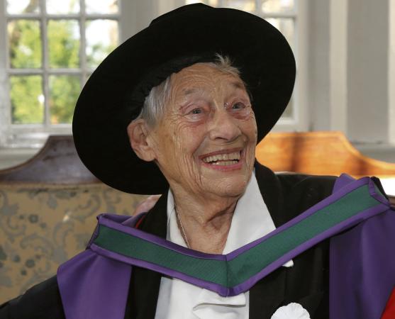 Margaretta smiling down on UG honorary degree refusals!